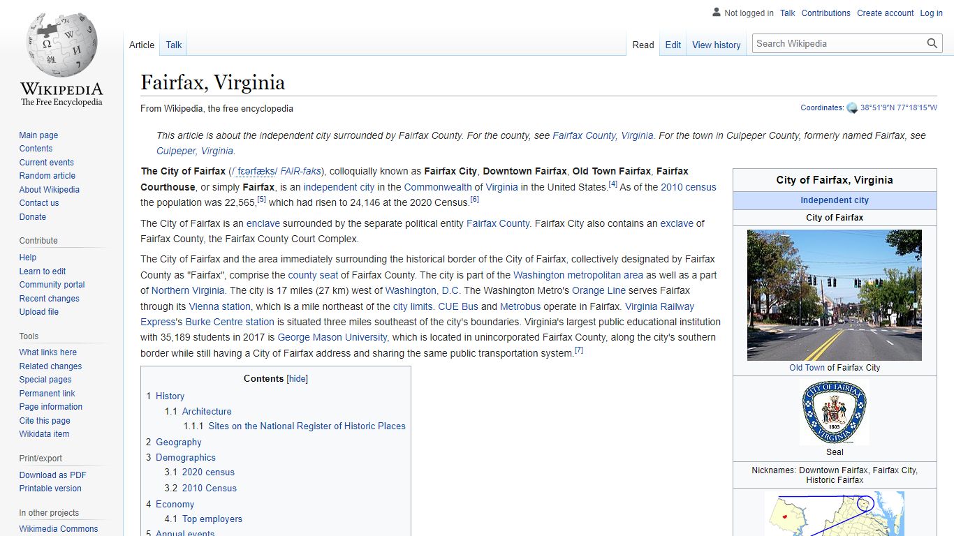 Fairfax, Virginia - Wikipedia