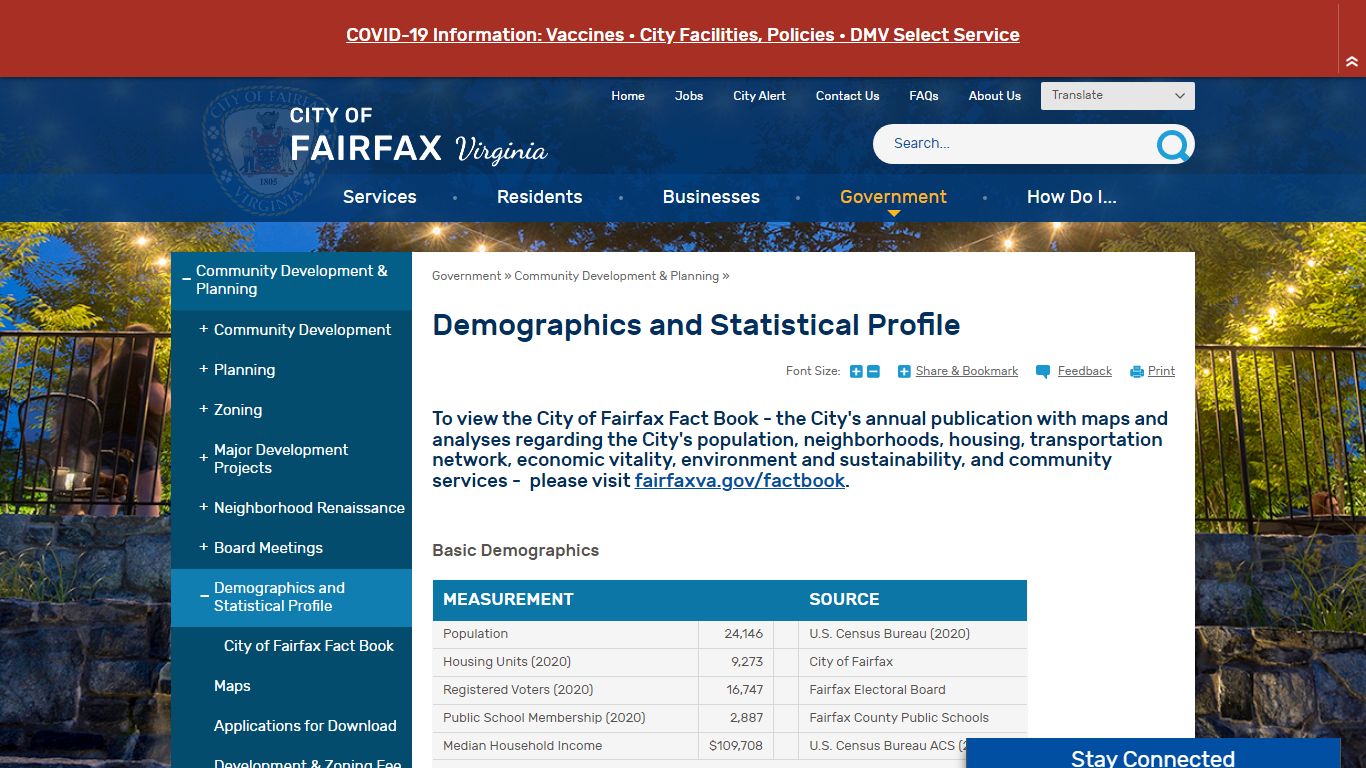 Demographics and Statistical Profile | City of Fairfax, VA